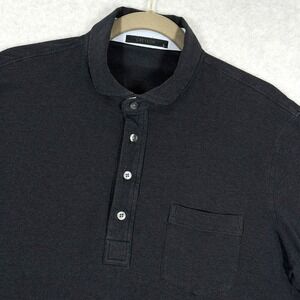 Greyson Polo Shirt Men Large Performance Stretch Golf 4 Button Pocket Black Grey